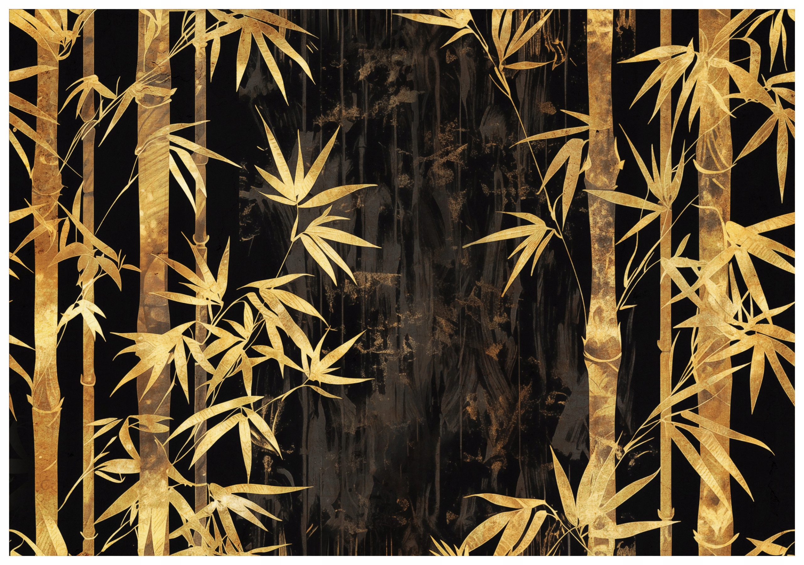Vliesová fototapeta Zlatý bambus na černém pozadí luxus 200x140 lepidlo