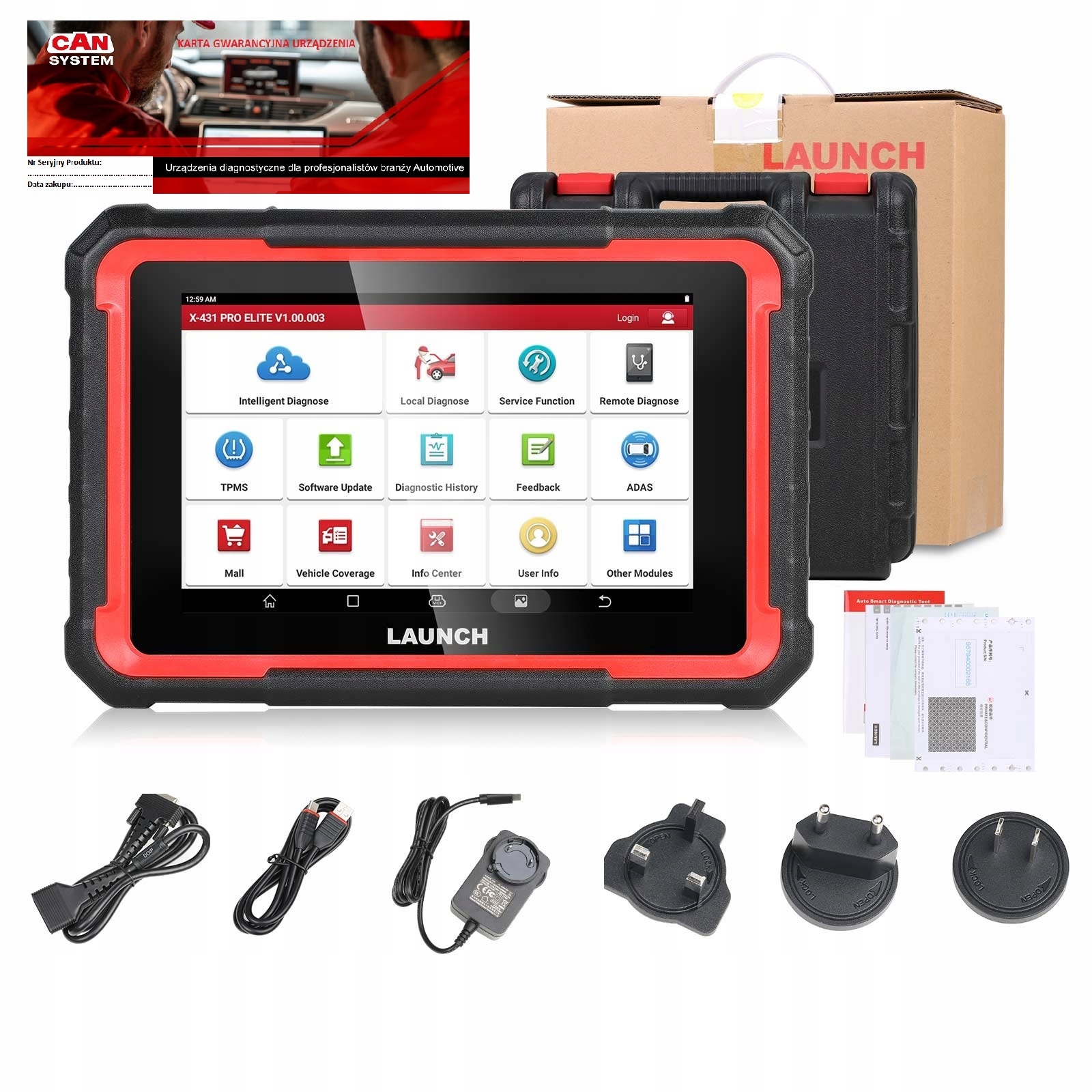 Tester diagnostyczny LAUNCH X431 Pro Elite 2024 model 8 cali full PL