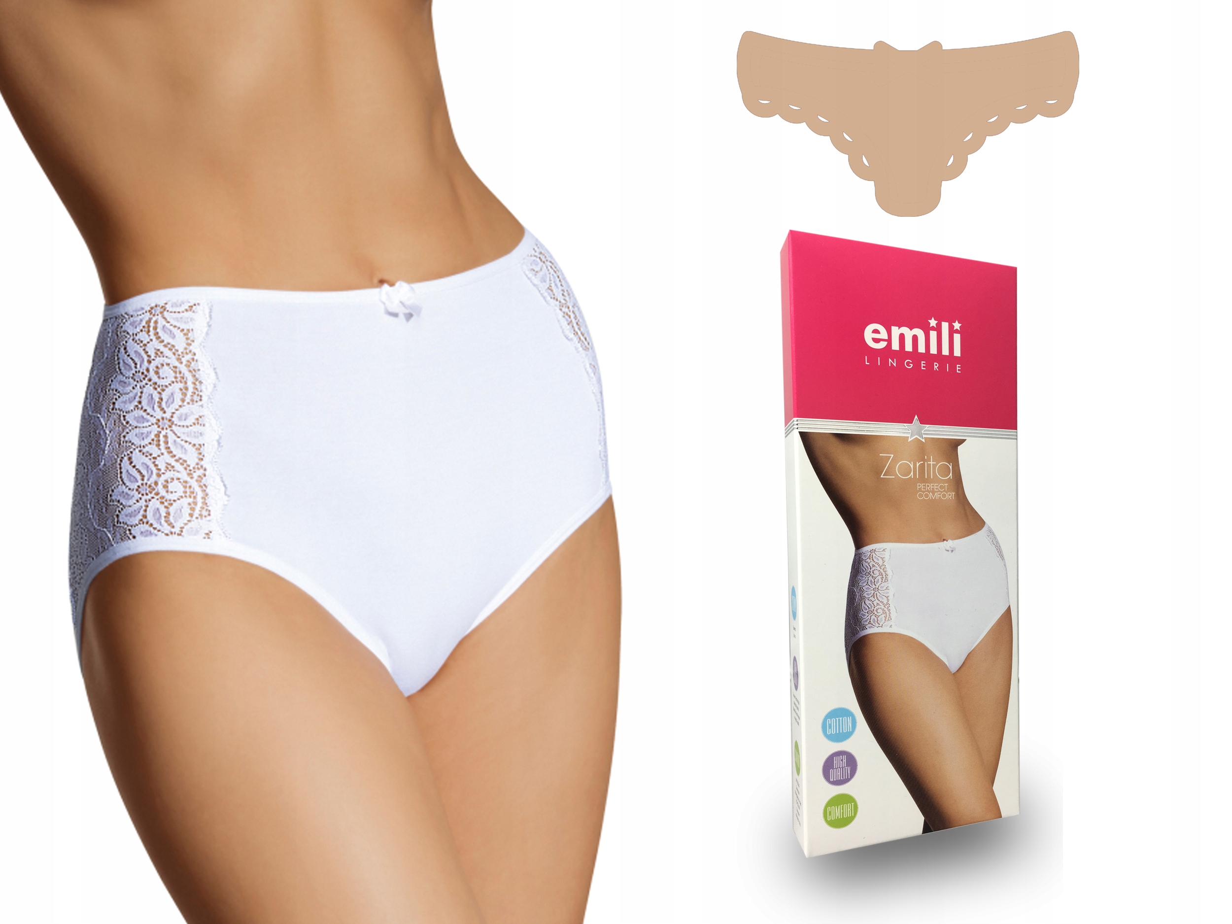 

Emili Zarita Koronkowe Figi Bawełna beżowy L