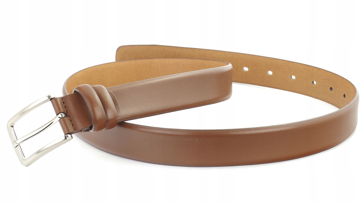 MĘSKI PASEK SKÓRZANY KLASYCZNY 3 cm JASNY BRĄZ 100 Marka inna