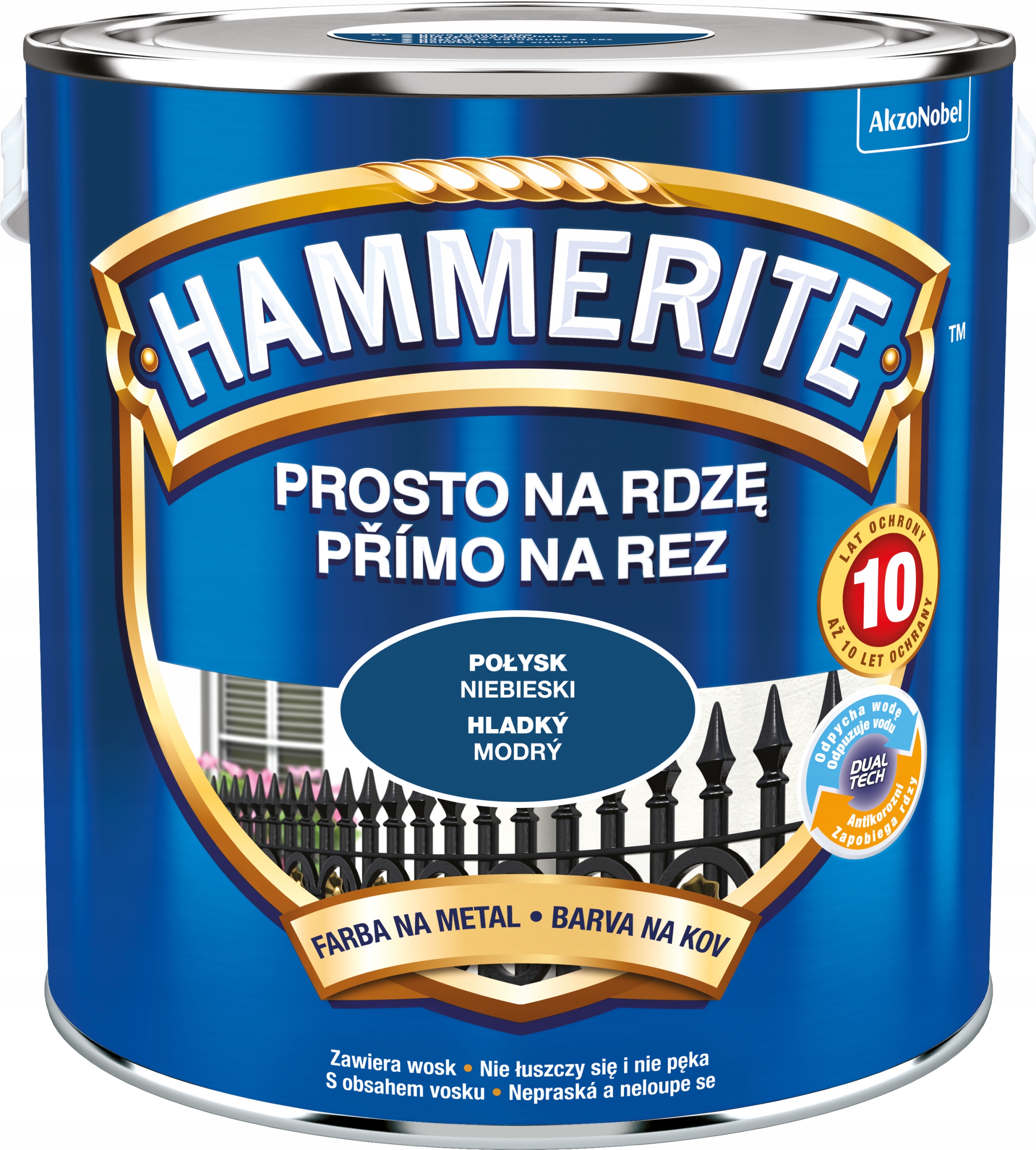 Farba do metalu Hammerite na rdzę 2,5 l niebieska
