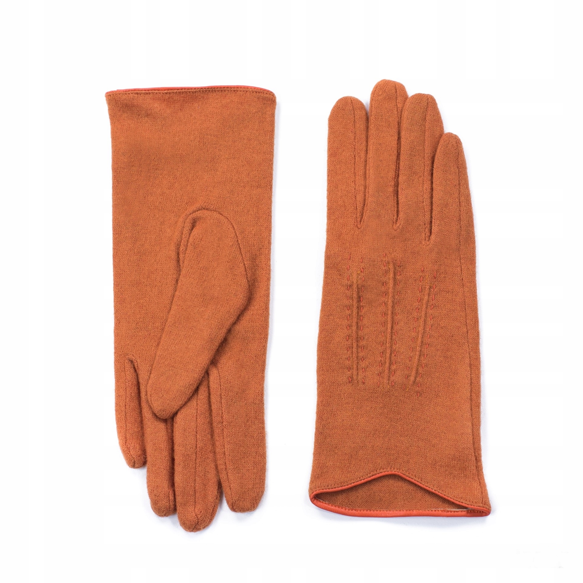 

Eleganckie rękawiczki wełniane z lamówką