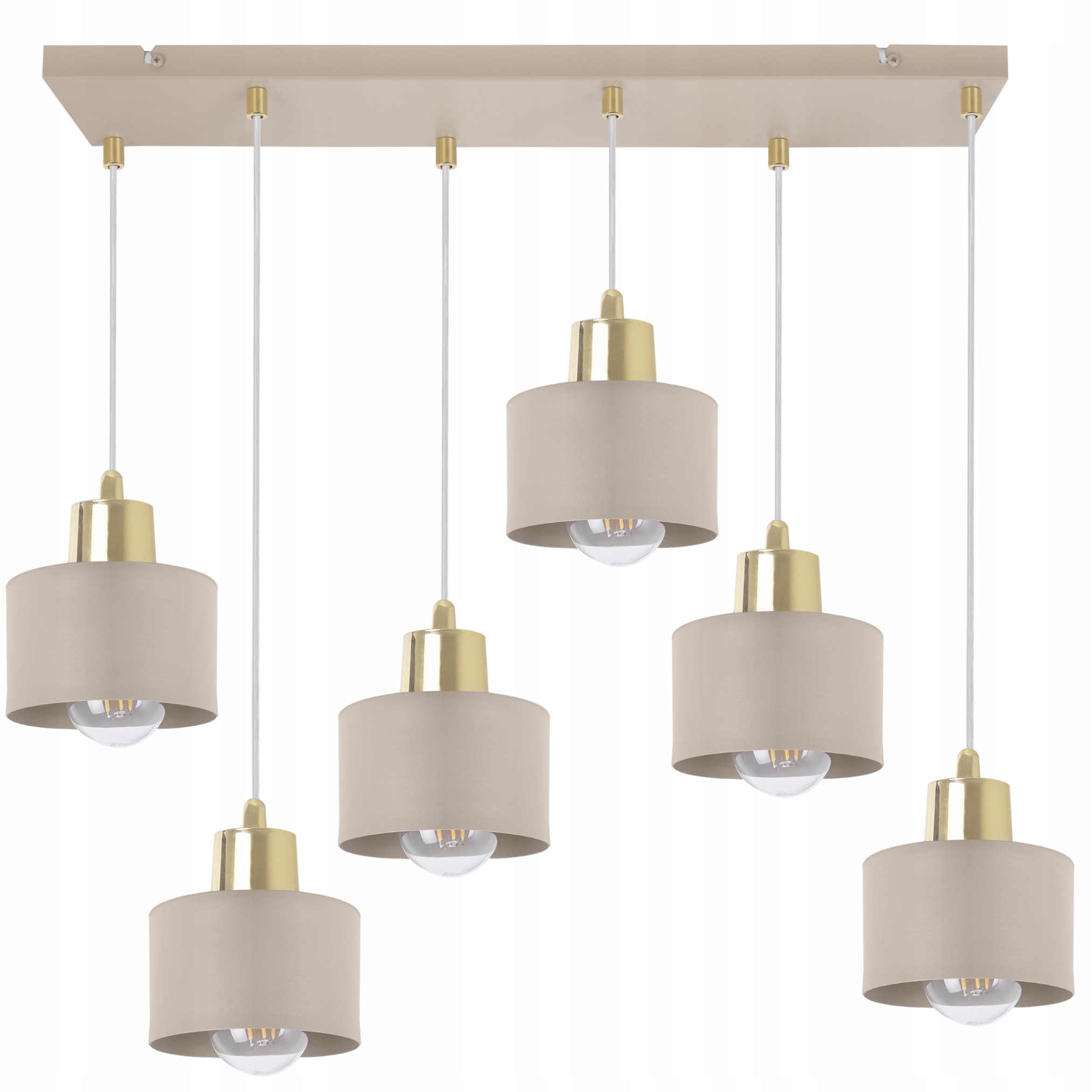 Závěsná Stropní Lampa Lustr Béžovo-zlatá Glamour Do Kuchyně Obývacího Pokoje 6XE27