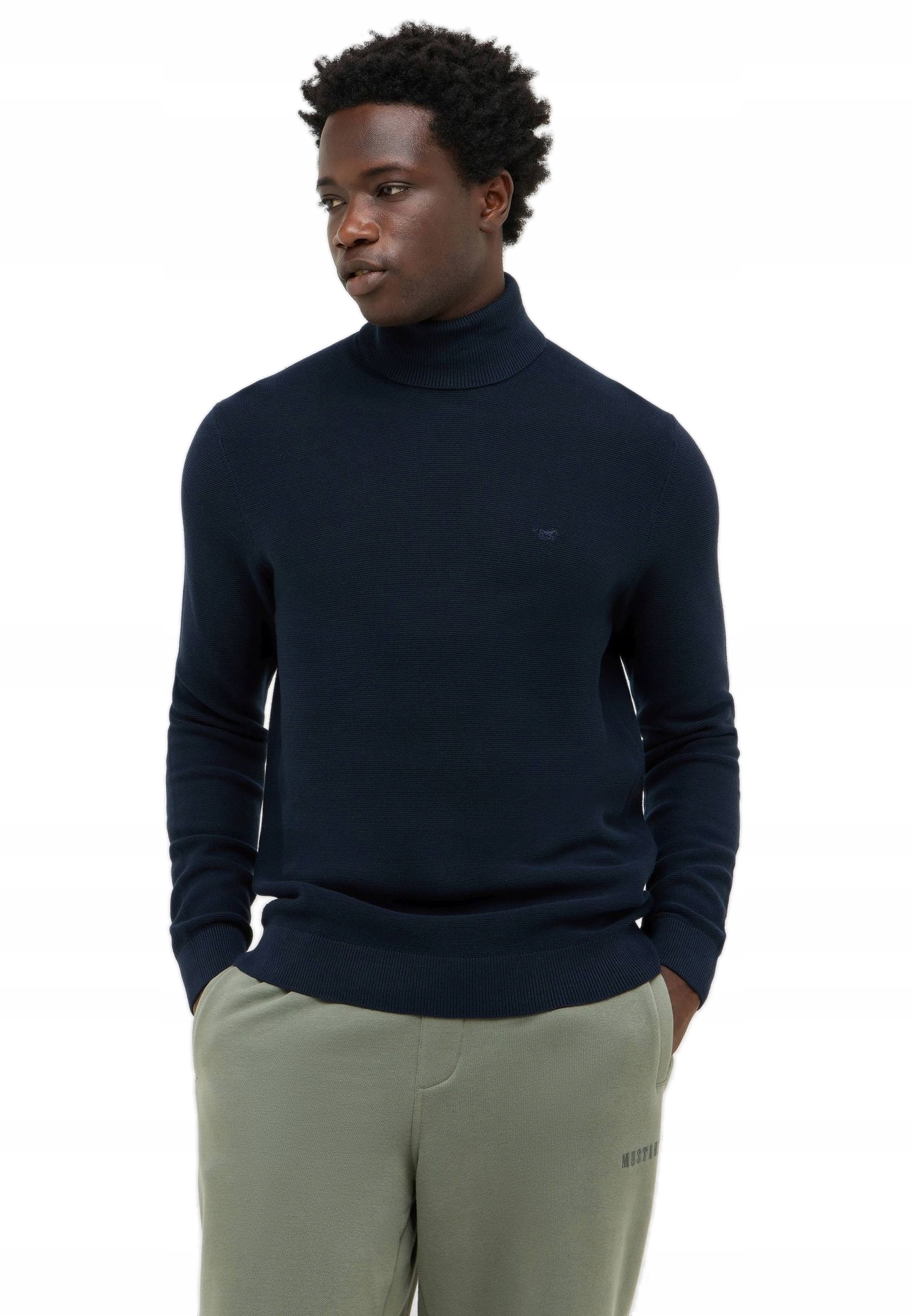 Rolák Pánský Bavlněný Vkládací Svetr Mikina Tmavě Modrý Mustang 3XL