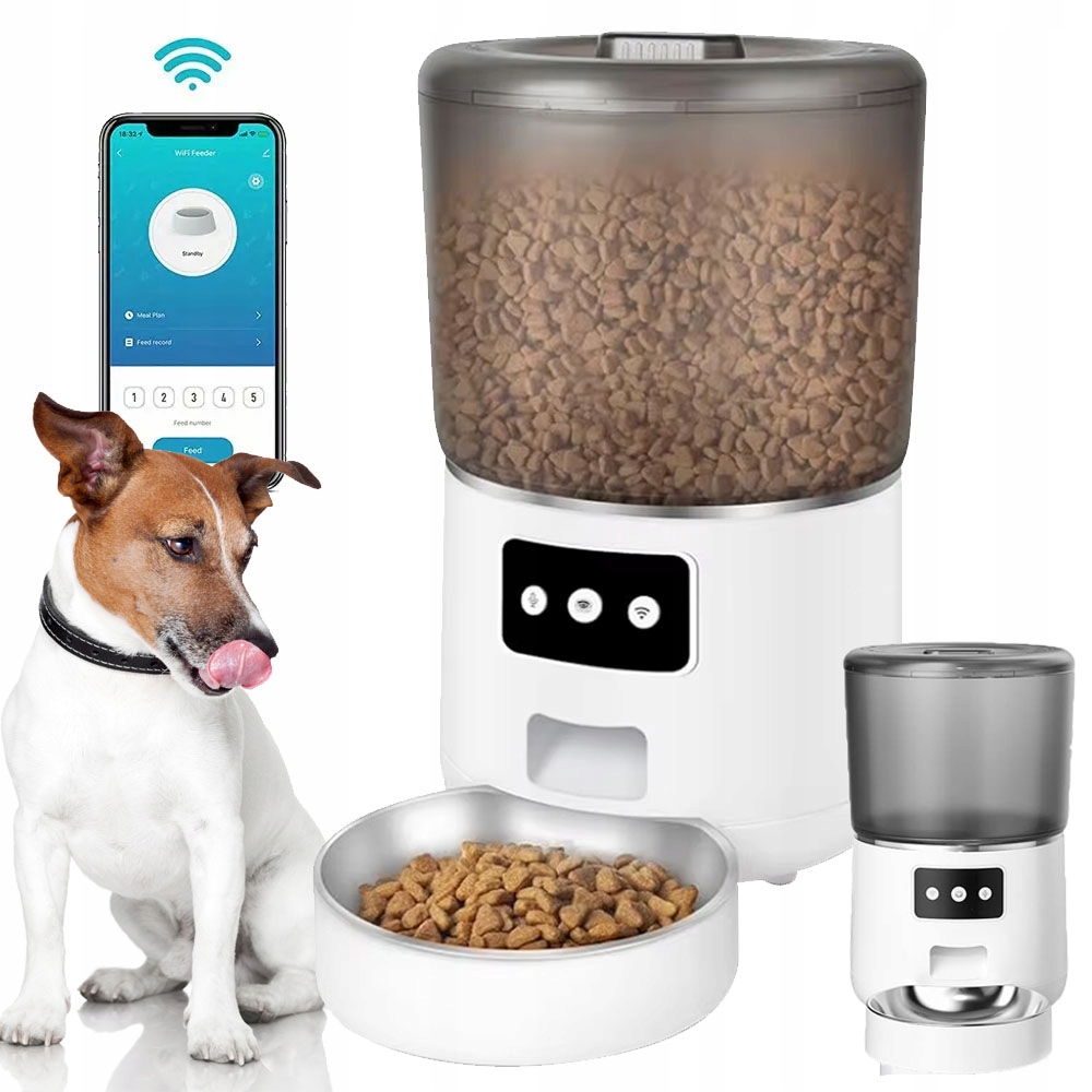 Levně 4 L Automatický Podavač Krmiva Pro Kočky A Psy, Bílá Zástrčka/akumulátor