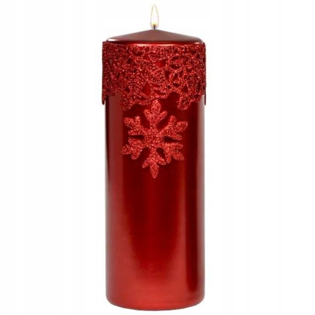 

Świeca czerwona Glitter Star śnieżynka Xmas XL
