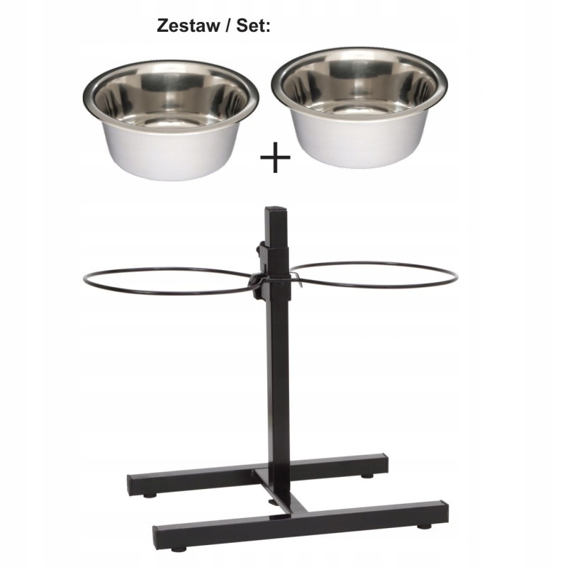 

Stojak regulowany z miskami dla psa 2 x 1,6 litra