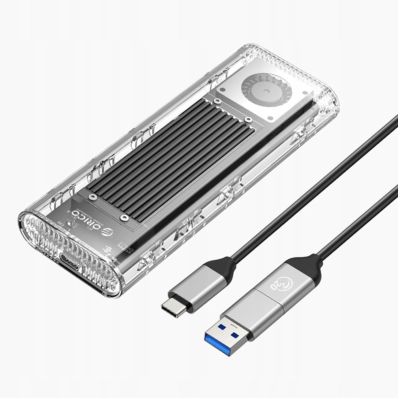 Disková kapsa Orico TCM2-G20 M.2 Nvme Usb-c 3.2 20 Gb/s stříbrná/průhledná