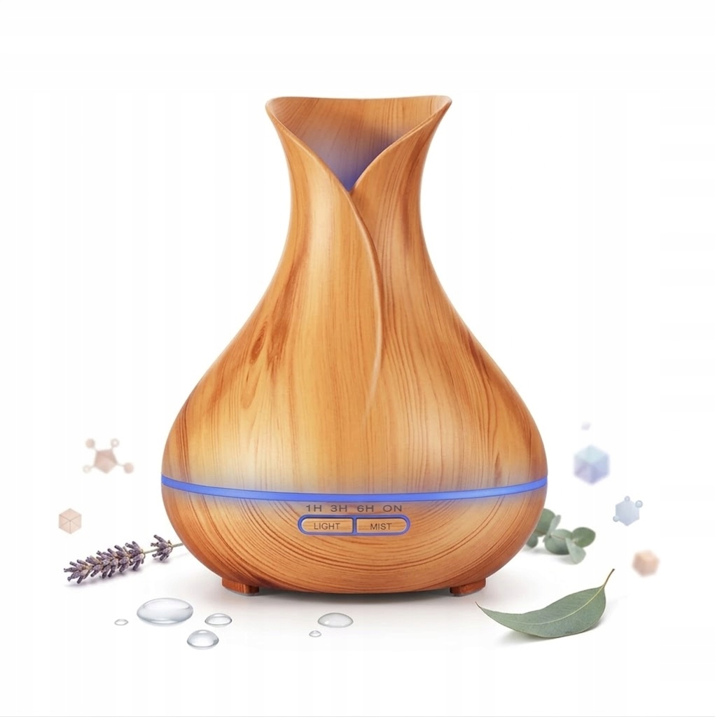 Difuzér Spa Tulipán světlé dřevo zvlhčovač a aromaterapie