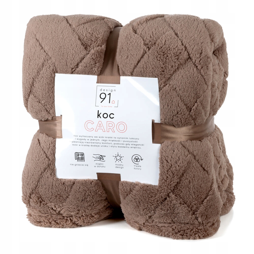 Deka Caro 200x220 Design91 tmavě béžová, nadýchaná, kostkovaná