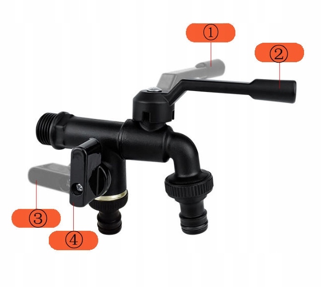 Zewnętrzny kran z wężem ogrodowym z podwójnym Kolor czarny