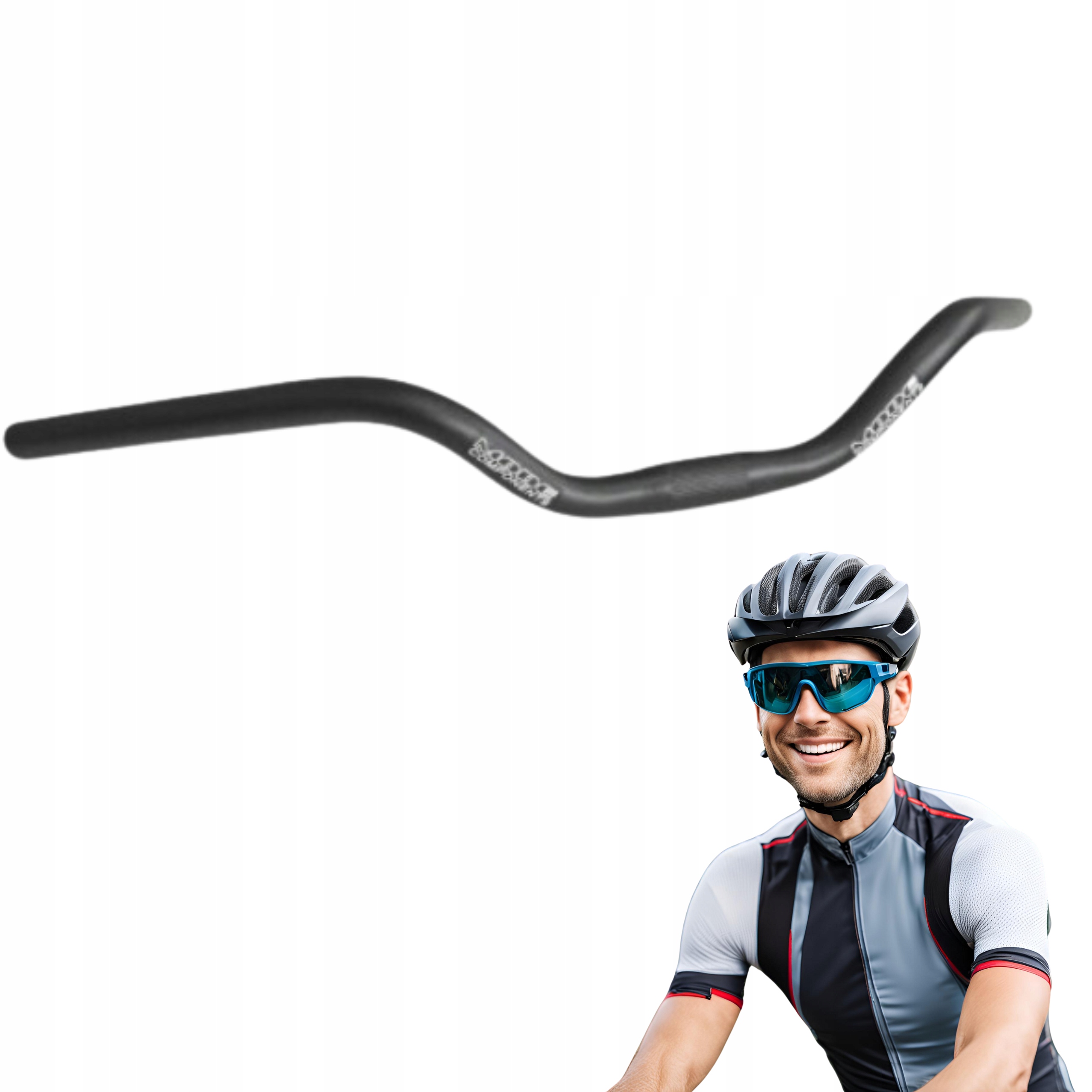 Kierownica rowerowa aluminiowa 640mm gięta czarna matowa wznios 60mm 2024