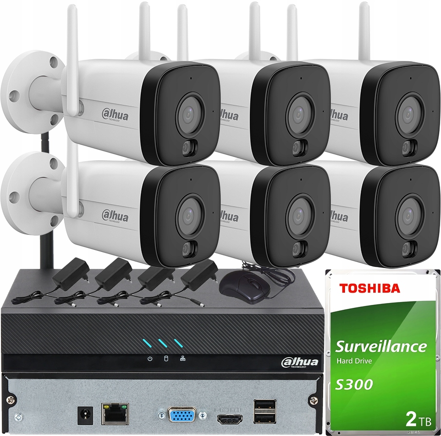 Sada pro 6 kamer WiFi Dahua IPC-HFW1539DTK1P-SW-PV 5MPx Detekce zvuku 2TB