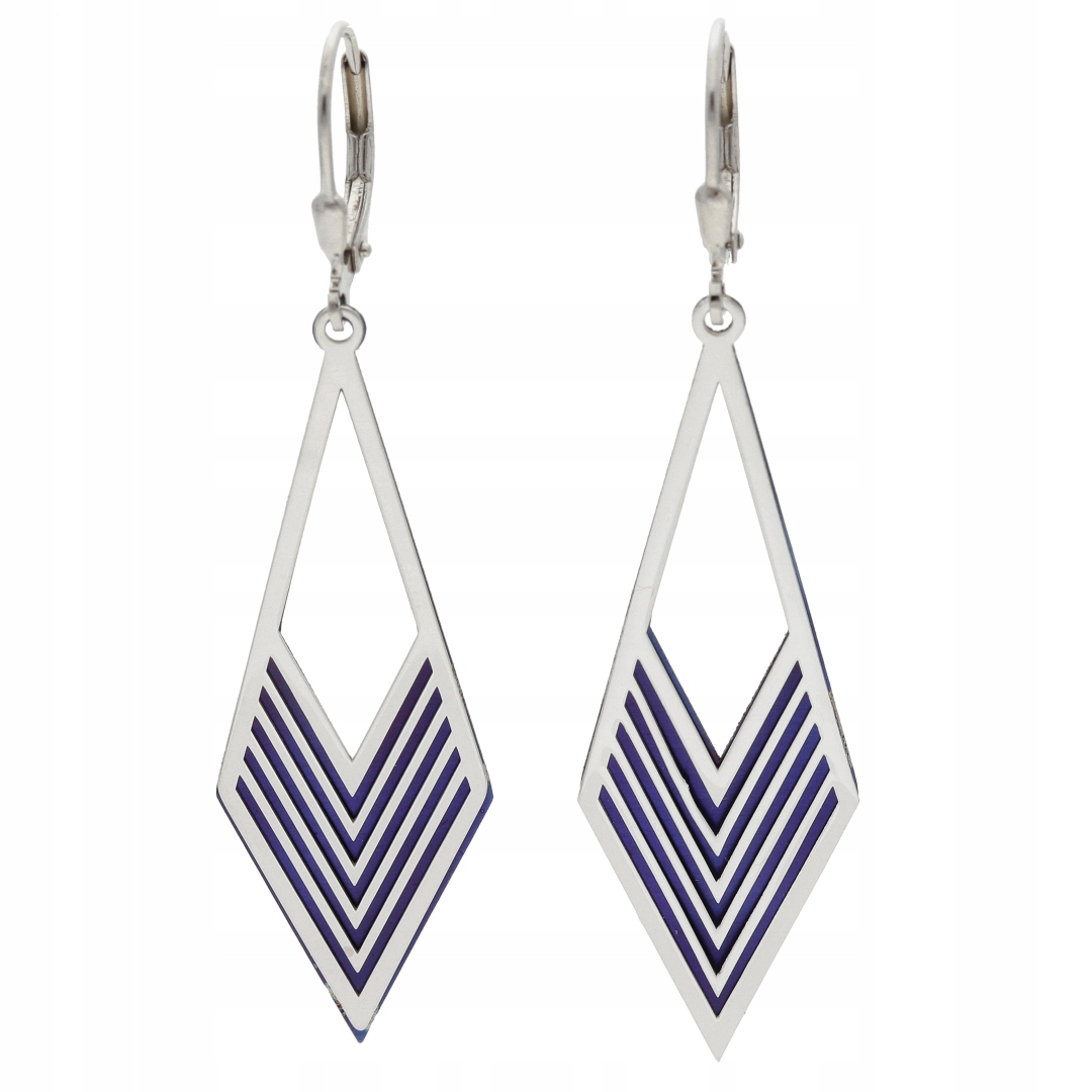 Náušnice kosočtverce titan rhodiované stříbro