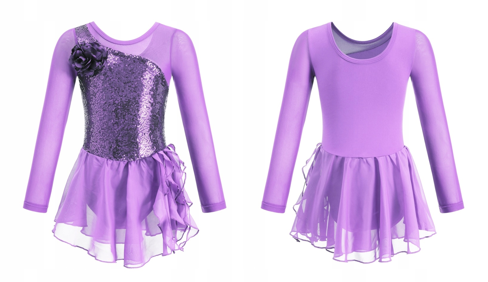 Dívčí Baletní Body S Tylovou Sukní, Fialové Flitry, Velikost 150