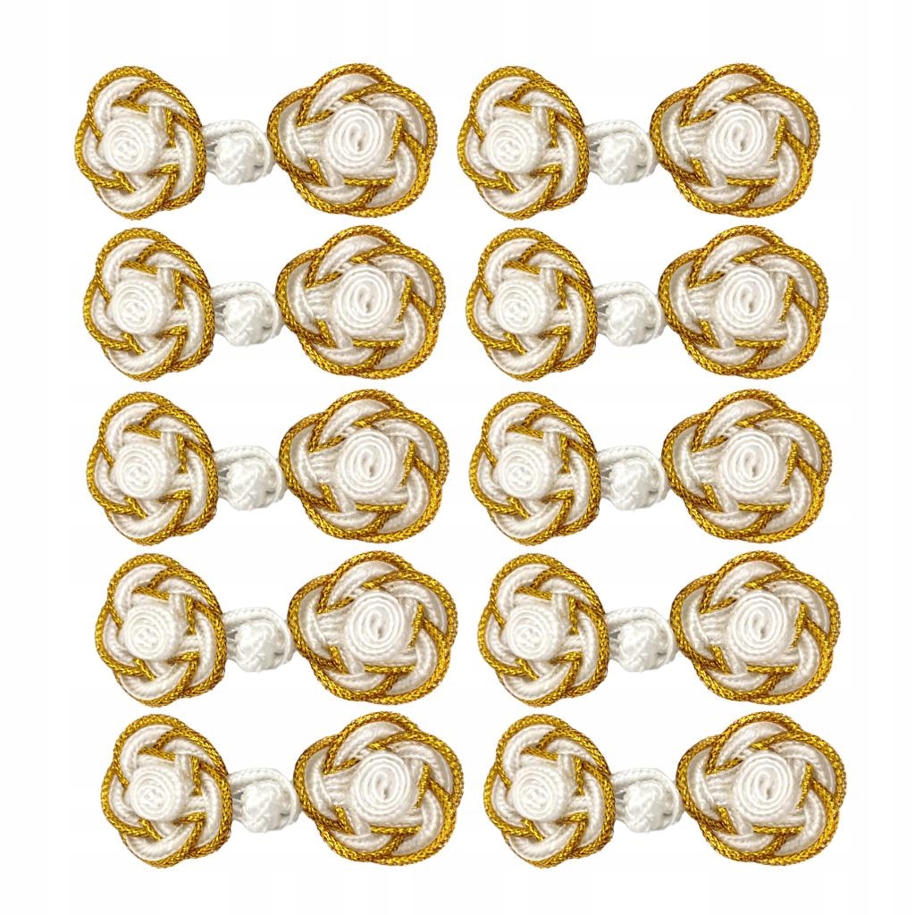 10 par chińskich guzików z żabkami Cheongsam biały Marka inna marka