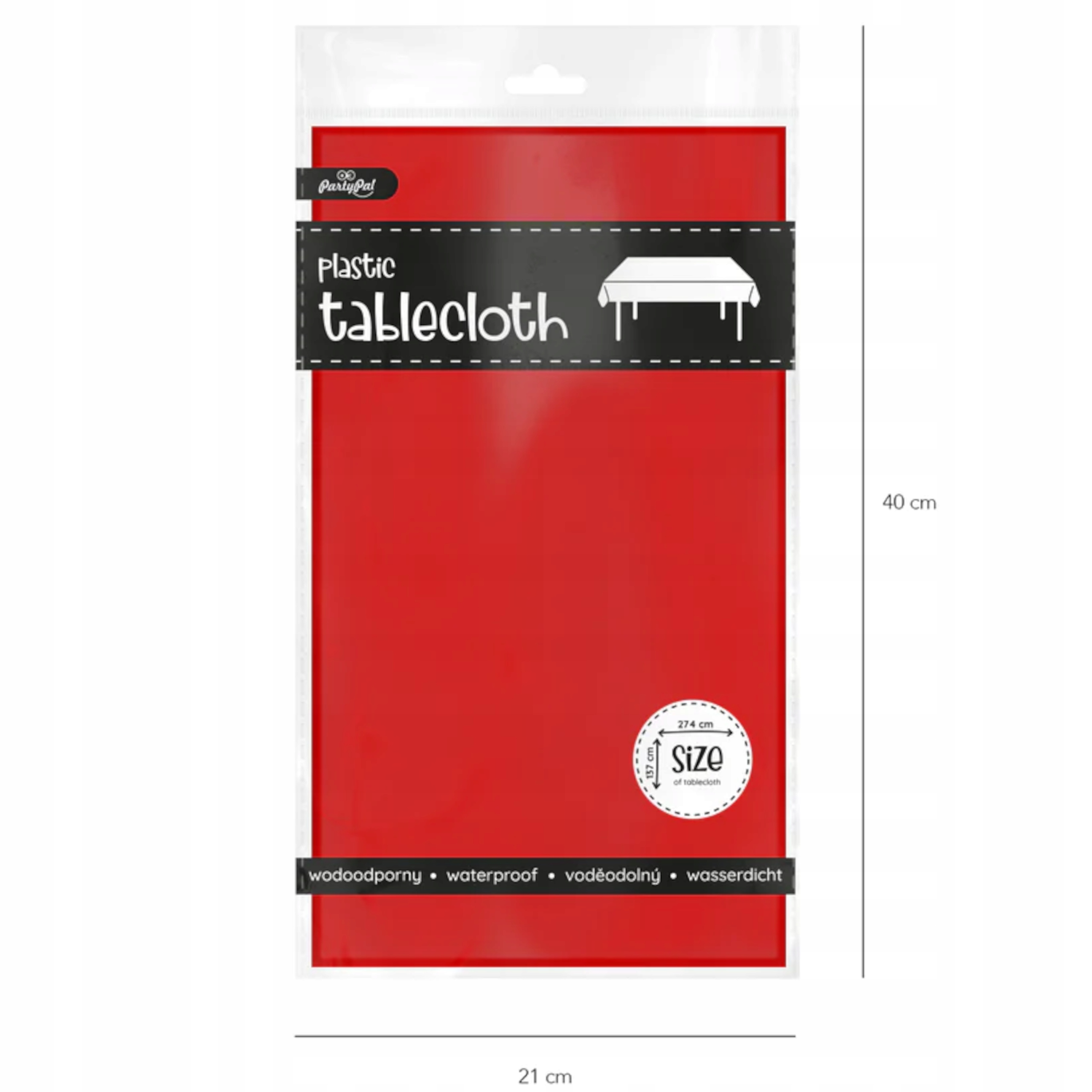 OBRUS FOLIOWY CZERWONY PLAMOODPORNY 137x274cm Motyw gładki