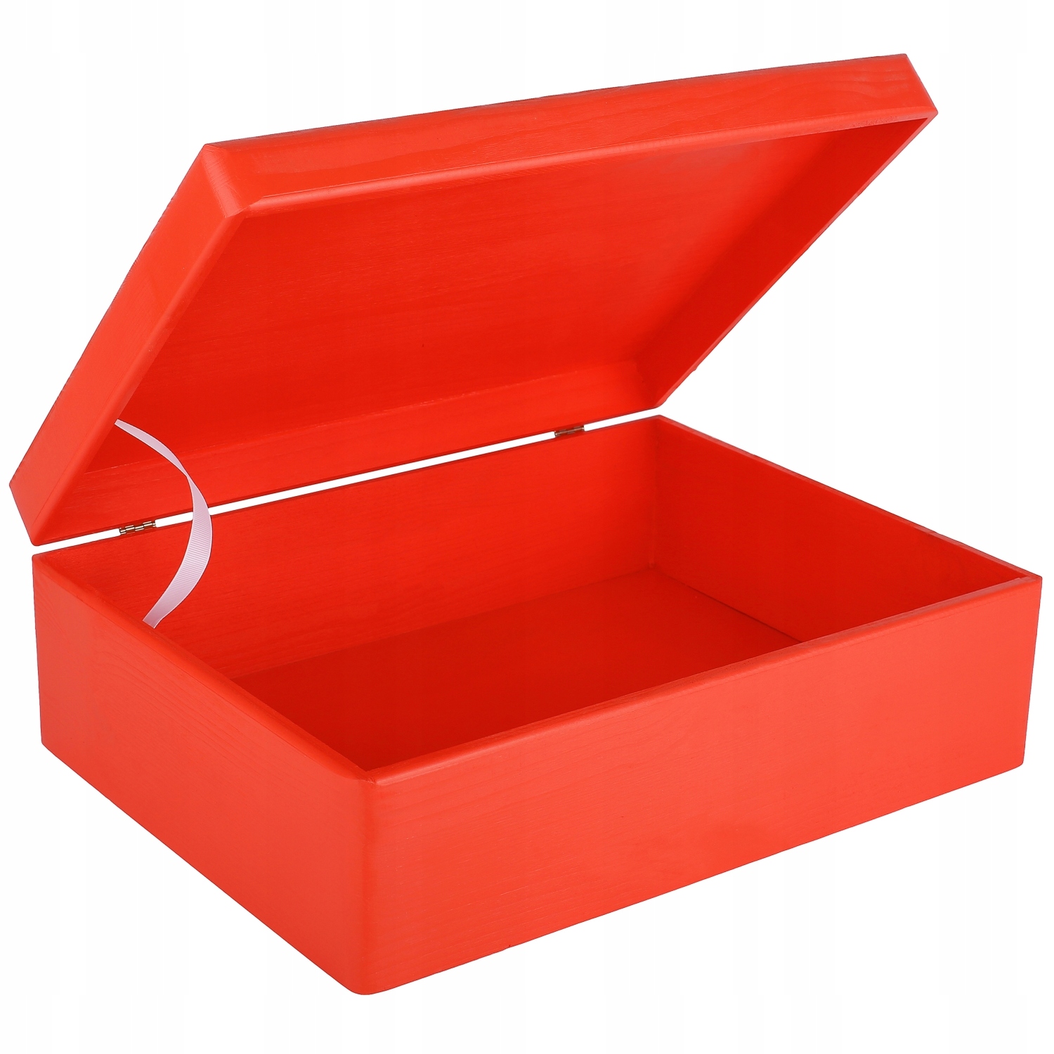 Pudełko drewniane czerwone z wiekiem 40x30x14 cm Marka inna