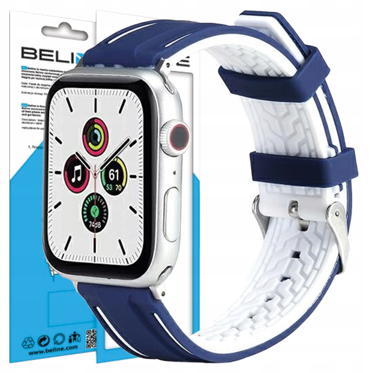 Beline Pasek Do Apple Watch 38 40 41MM Granatowo-biały Komfort Użytkowania