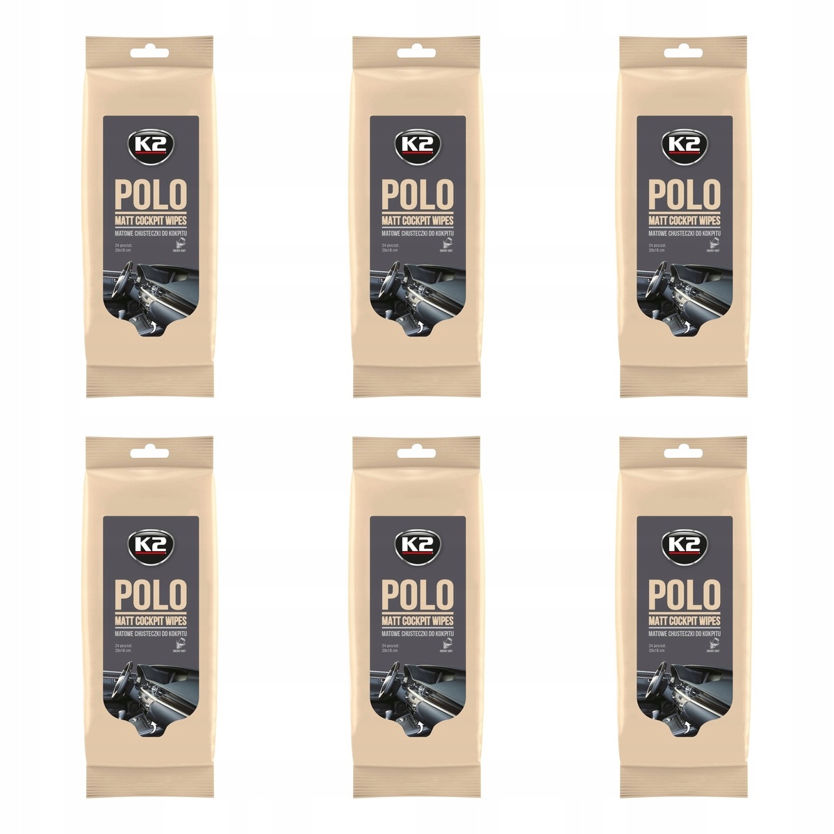 Chusteczki do kokpitu K2 Polo Matt K425 24 sztuki matowe