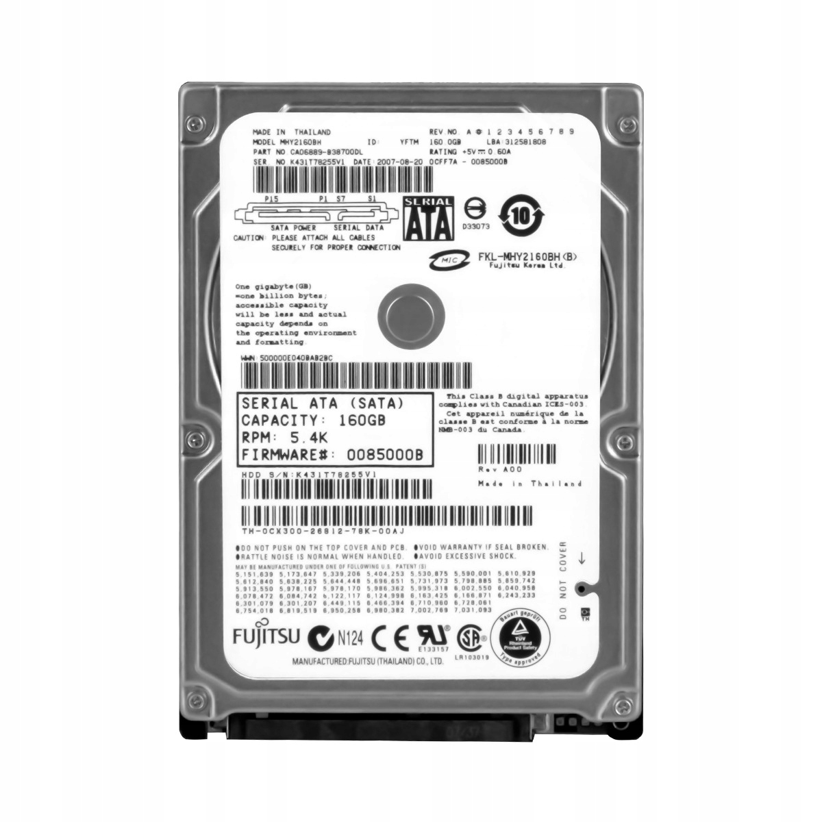 Fujitsu Mobilní 160GB 5.4K 8MB Sata 2.5'' MHY2160BH