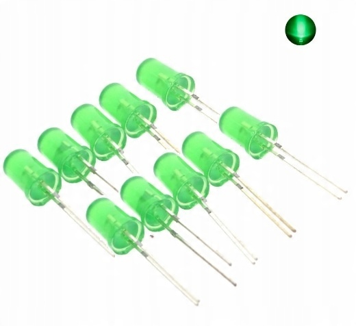 

Dioda Led 5mm zielona matowa 10szt.