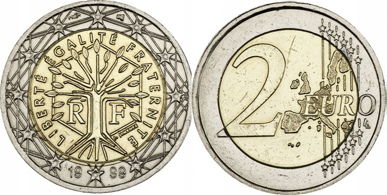 2 Euro (2001) Francja - Drzewo Gwiazda