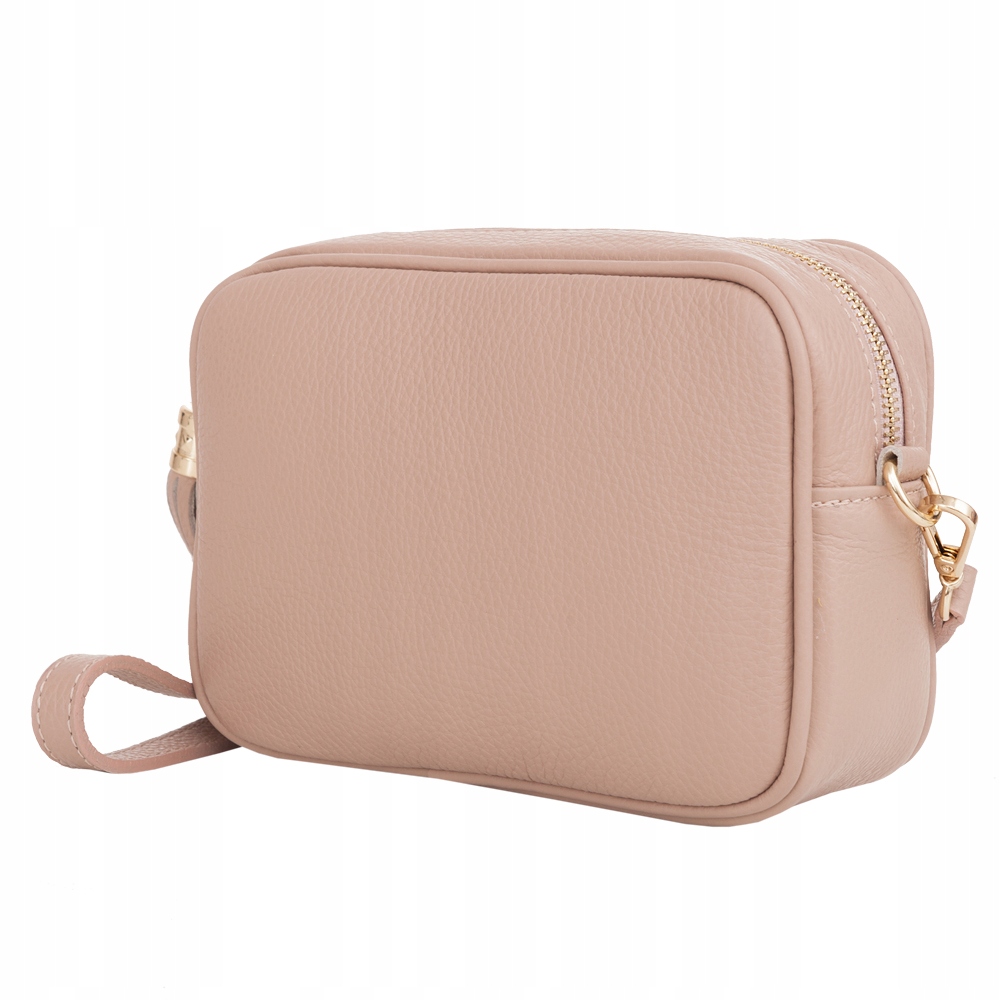 Vera Pelle Pudrowa Torebka Skórzana Listonoszka Pudrowy Róż Skóra frędzle