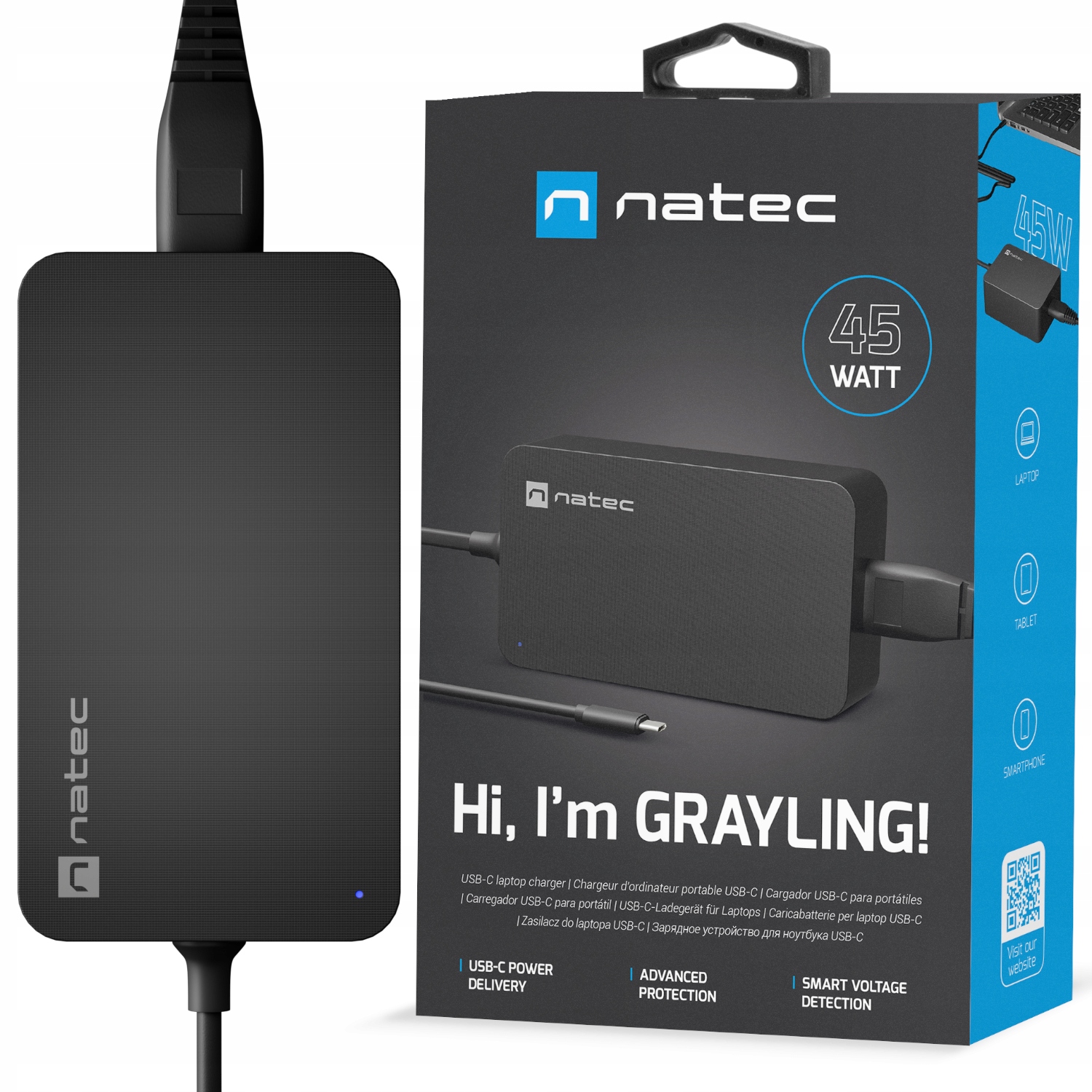 Zasilacz ładowarka do laptopa telefonu Usb-c 45W 3A Natec Grayling