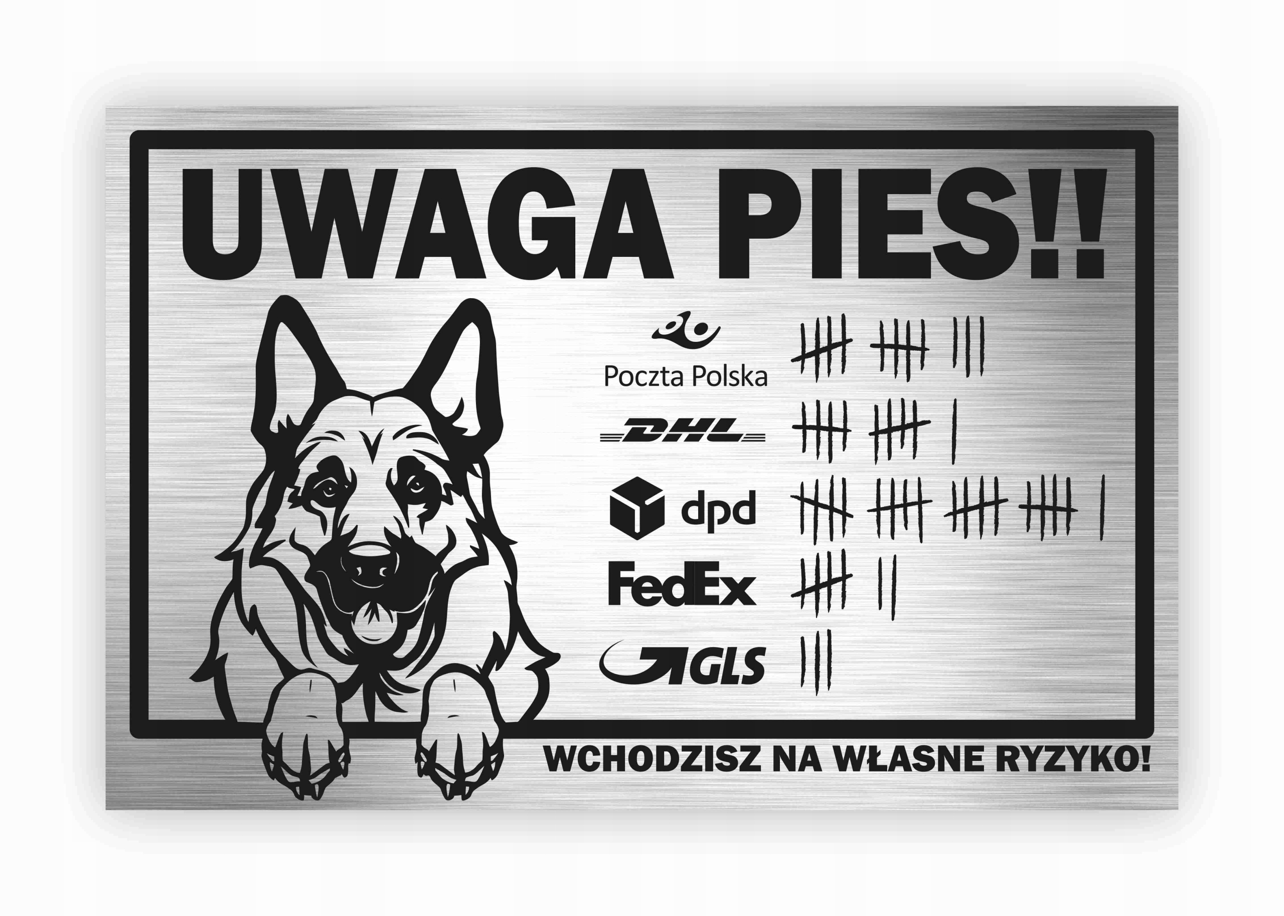 Табличка ВНИМАНИЕ СОБАКА АЛЮМИНИЕВАЯ 32x21