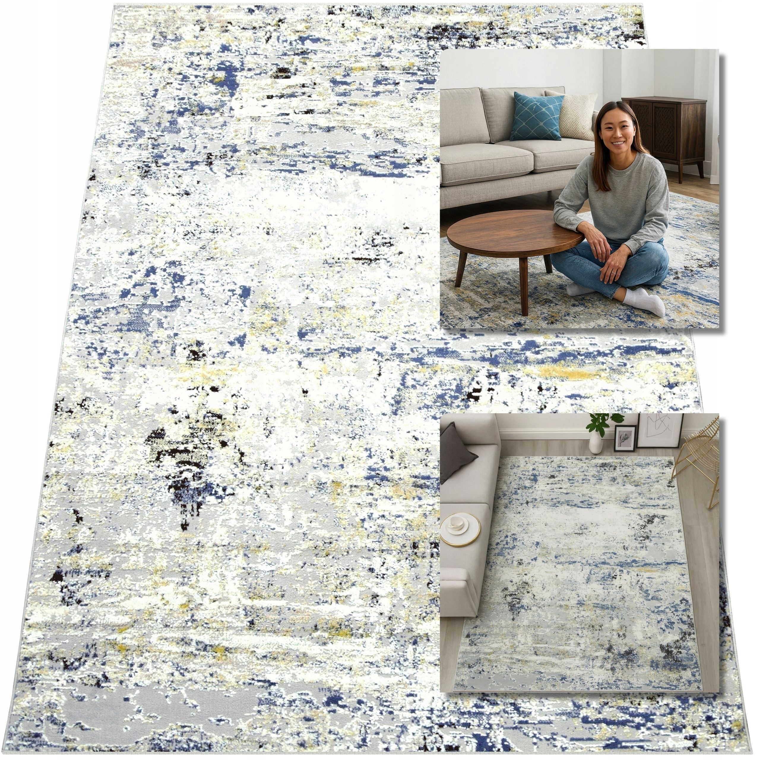 Moderný Turecký Koberec Laila Šedý Tmavomodrý Koberce Do Obývačky 200x300