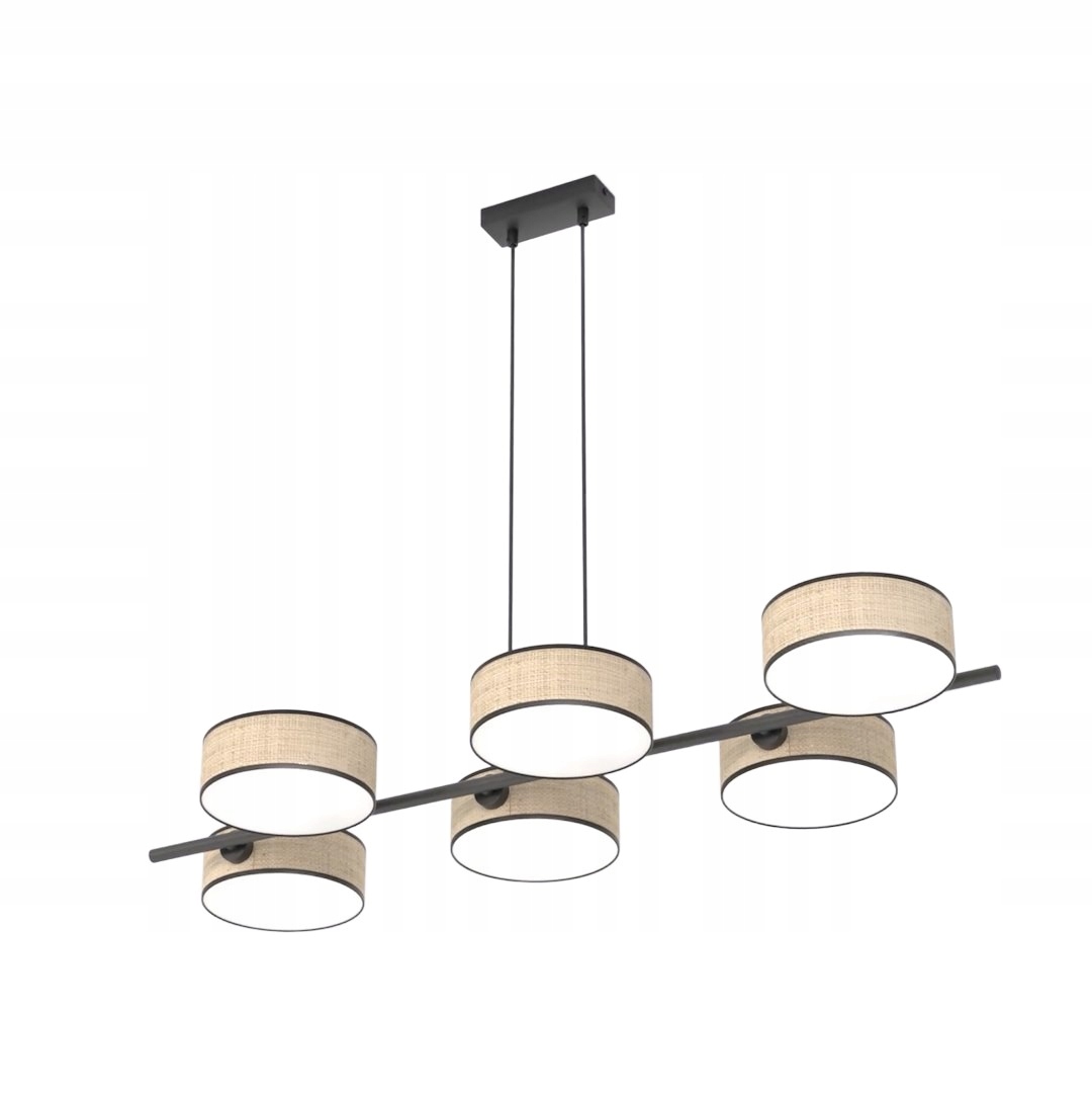 Závěsná lampa Drumz 6 v elegantním ratanovém stylu, černá/hnědá