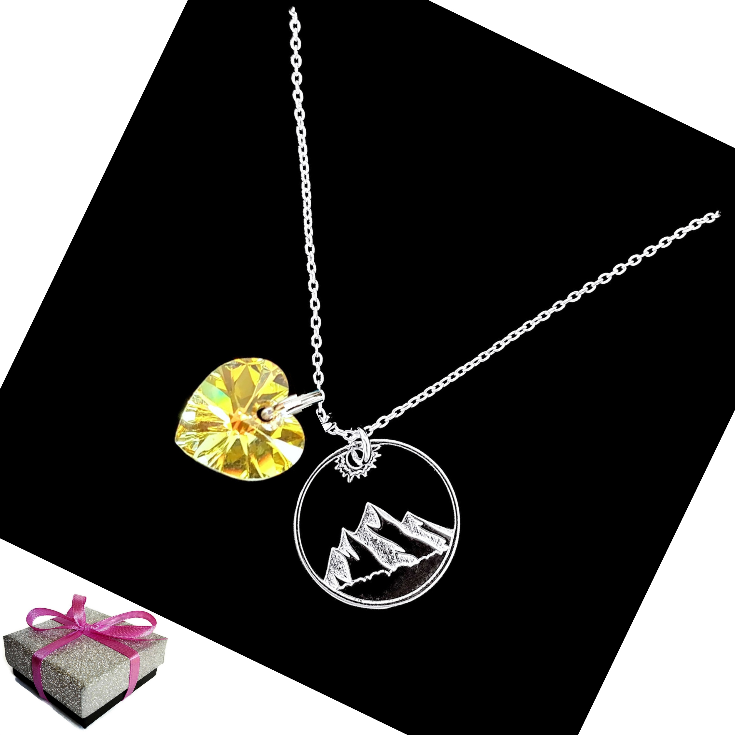 

Naszyjnik Góry Serce Gór + Swarovski Srebro 925