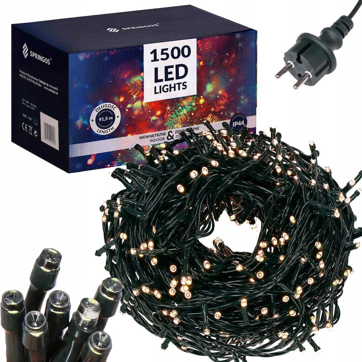 

Mocne Lampki Choinkowe Zewnętrzne 1500 Led 91 m
