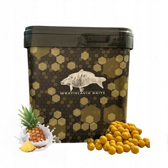 proteinové kuličky Ananas Smetana 22 mm 10 kg Kbelík 17 l Wratislavia Baits