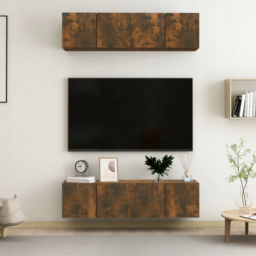 Nástěnné Tv skříňky 4 ks kouřový dub 60 x 30 x 30 cm kompozit Hnědá 3120203