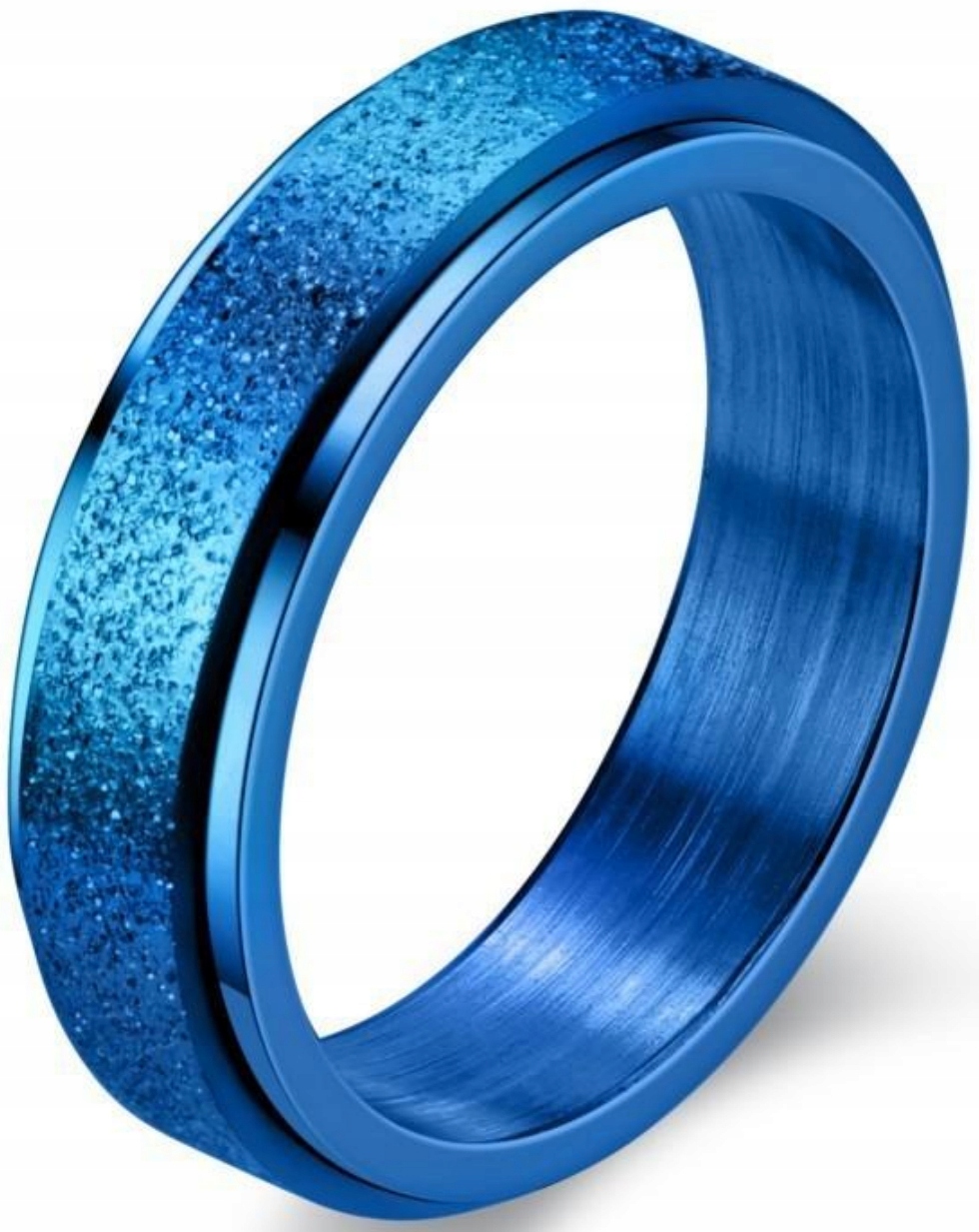 Pierścień Obrotowy Niebieski Piaskowy Stal Brokat