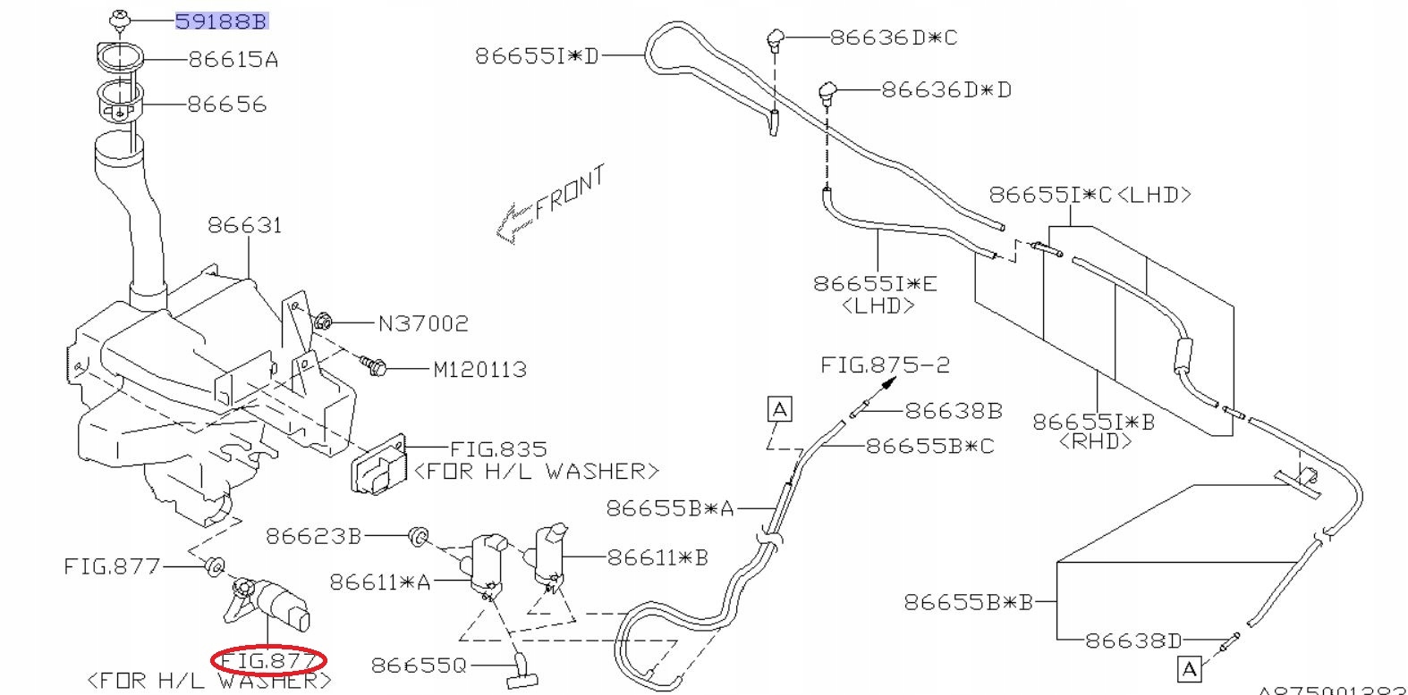 86611FJ010 - НАСОС ОМИВАЧА ФАР IMPREZA XV 15-18