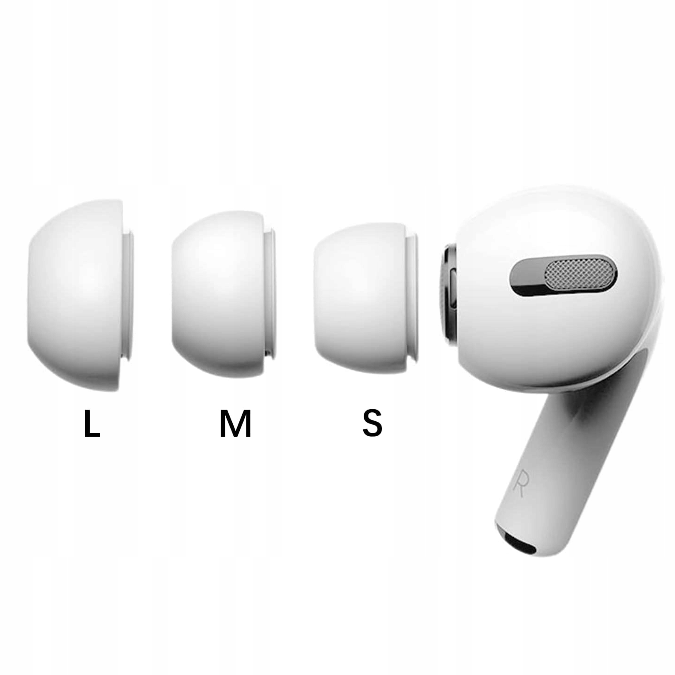 GUMKI NAKŁADKI DOUSZNE DO SŁUCJAWEL APPLE AIRPODS PRO S M L JAKOŚĆ + Kolor dominujący biały