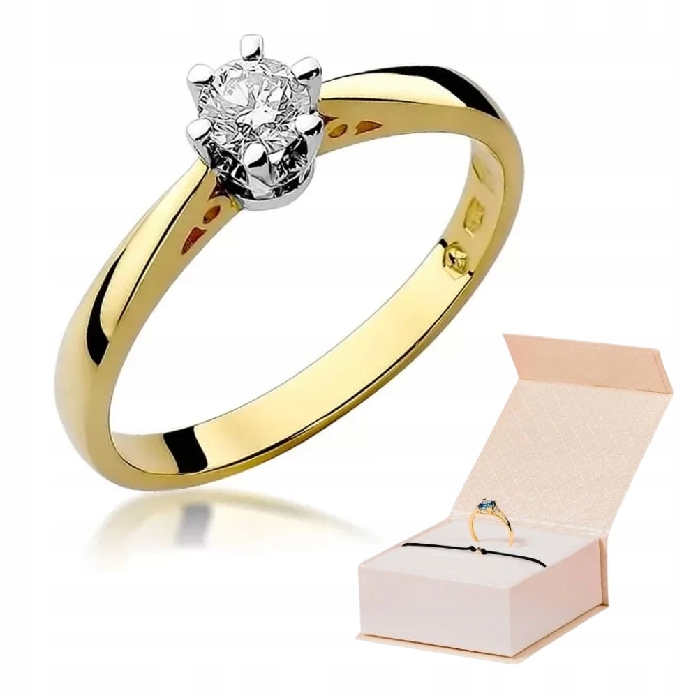 Prstýnek S Briliantem 0,25 ct Zásnubní Zlatý Zlatý Náramek
