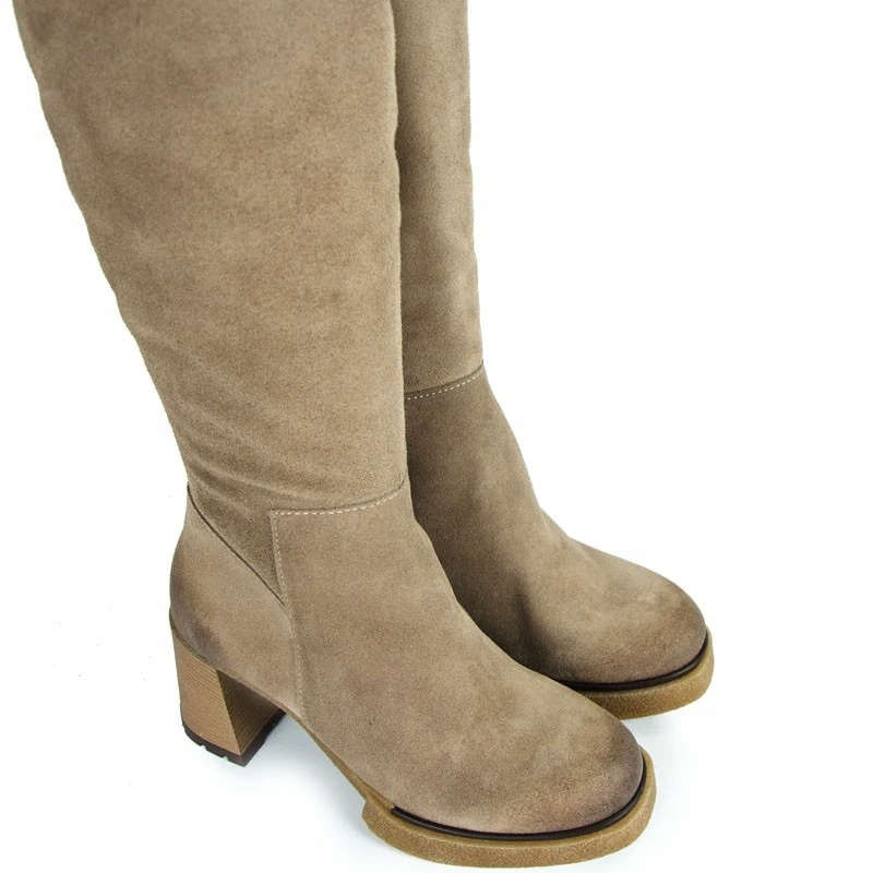 LEMAR 70133 KOZAKI KLASYCZNE SKÓRA ZAMSZ BEŻOWE 38 Płeć kobieta