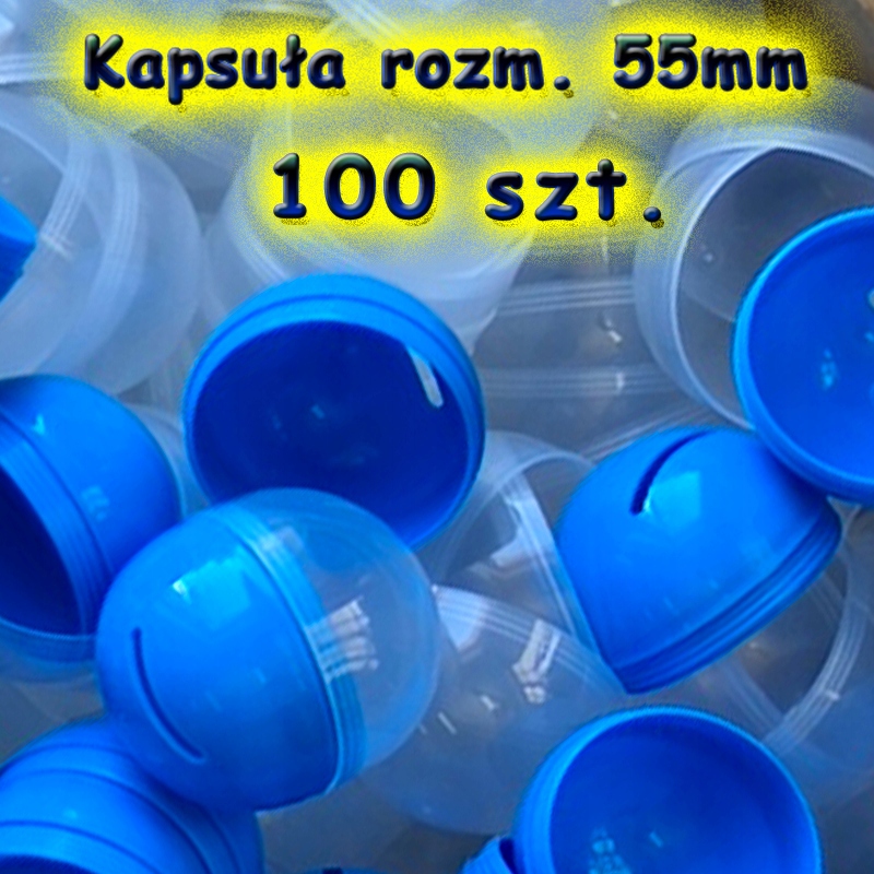 Kapsuła pusta 55 mm Niebieska piłka kulka 100szt kapsuły puste plastikowe