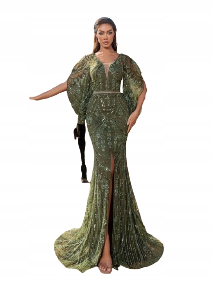 Shein Zelená Vizitková Sukně S Ozdobnými Flitry A Pologolfem 1JO