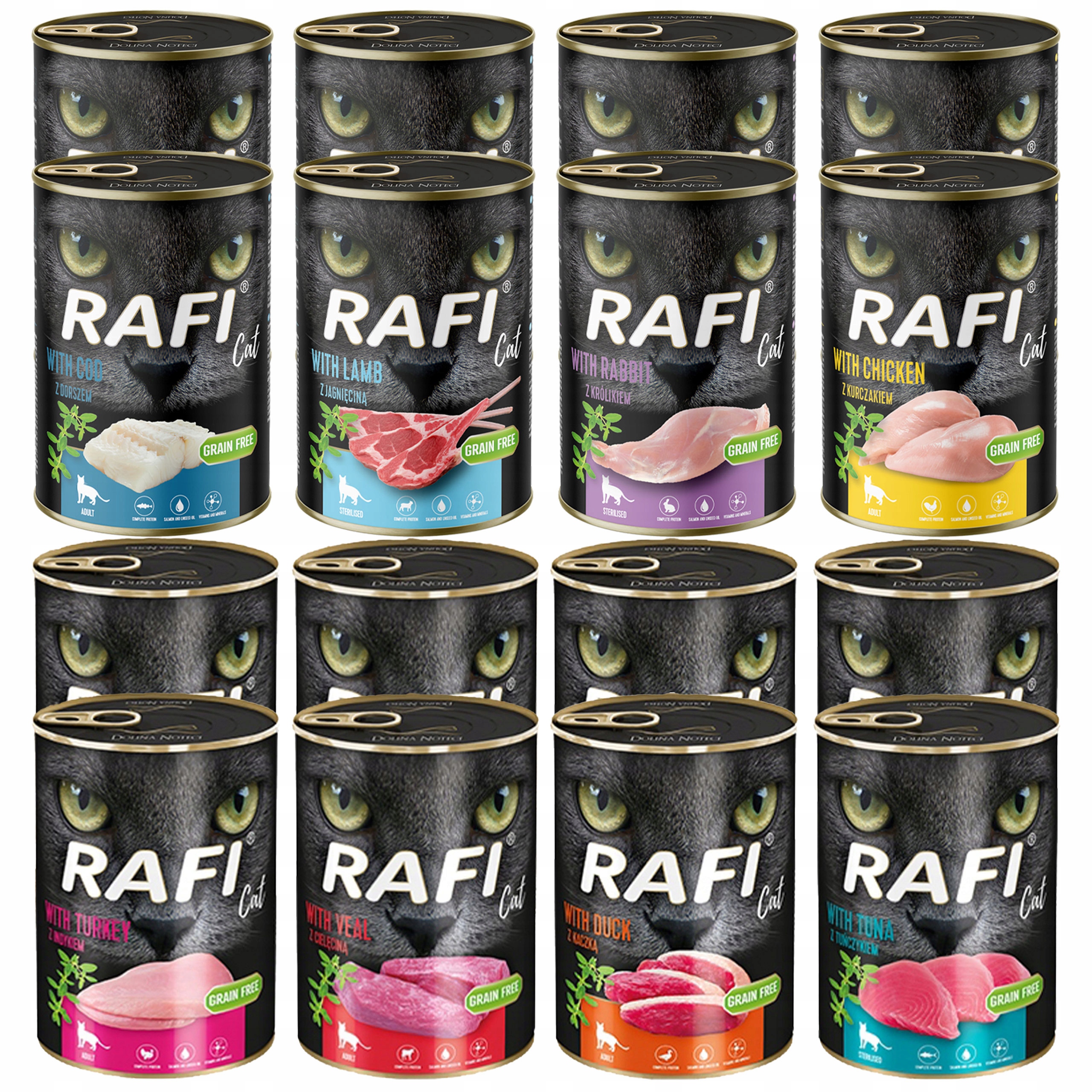 Rafi Cat Dolina Noteci Krmivo mokré pro kočky mix chutí 16 x 400 g bez obilovin