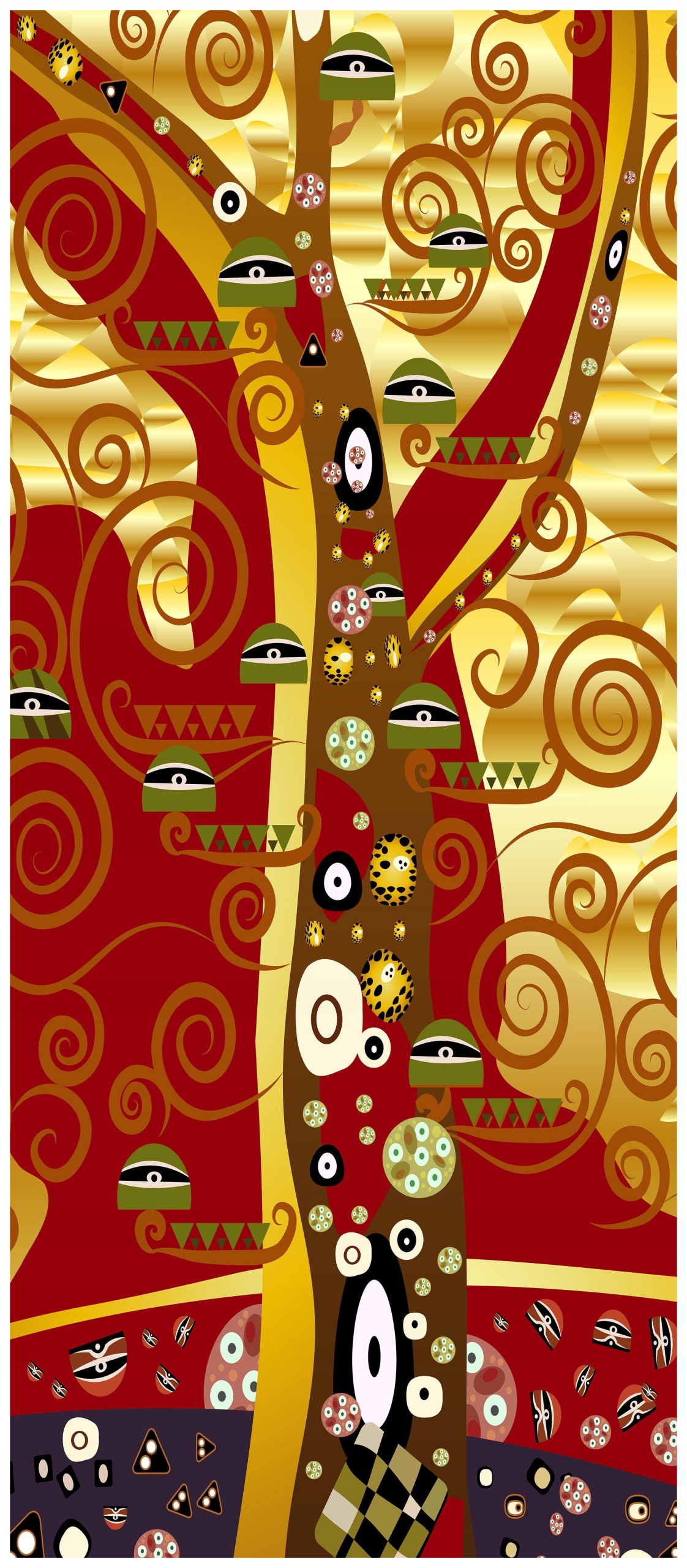 Vliesová fototapeta Strom života Zlaté spirály Klimt Modern 91x211 lepidlo
