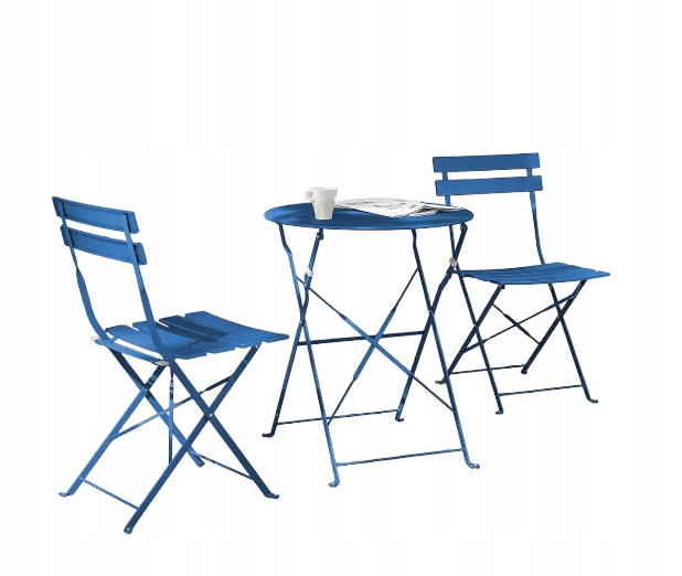 Grand Patio 3-dielny bistro set, skladací stôl a 2 stoličky, modrý