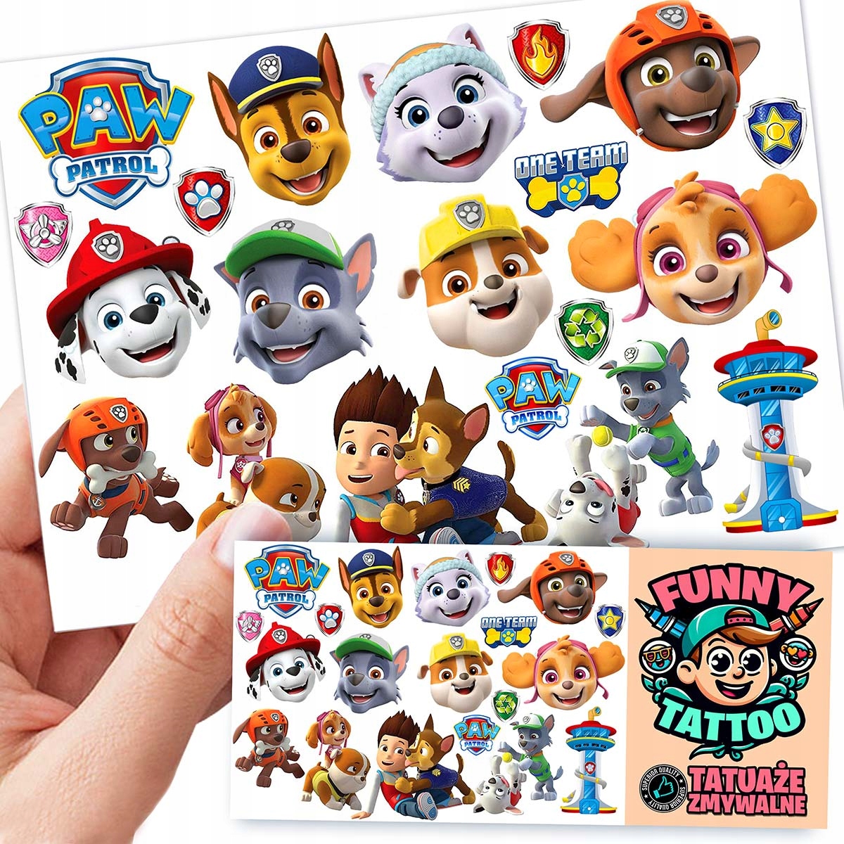 TATUAŻE ZMYWALNE DLA DZIECI PSI PATROL WZORY ORYGINALNE