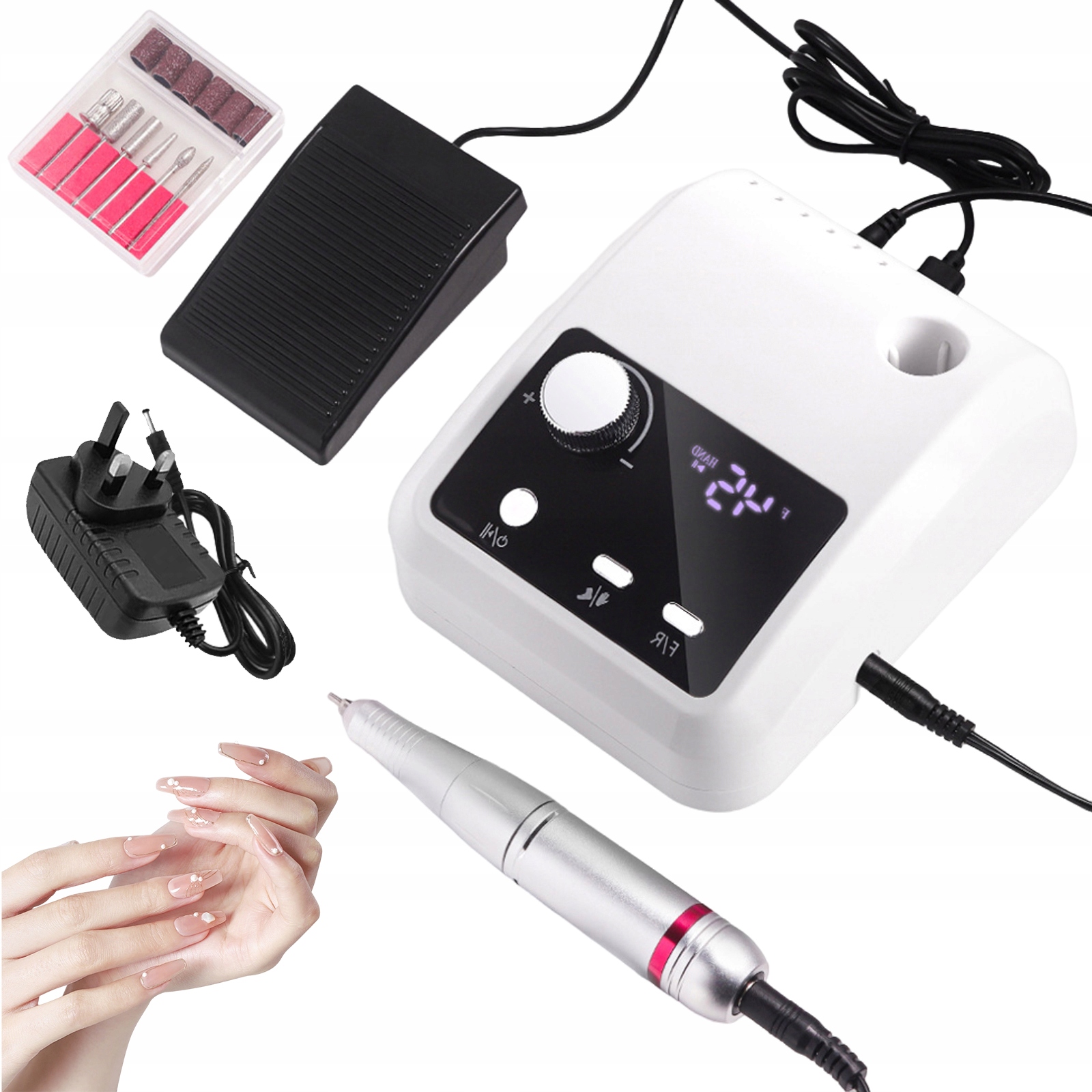 Bruska Na Nehty Profesionální 45000RPM Manikúra Pedikúra Sada Bílá