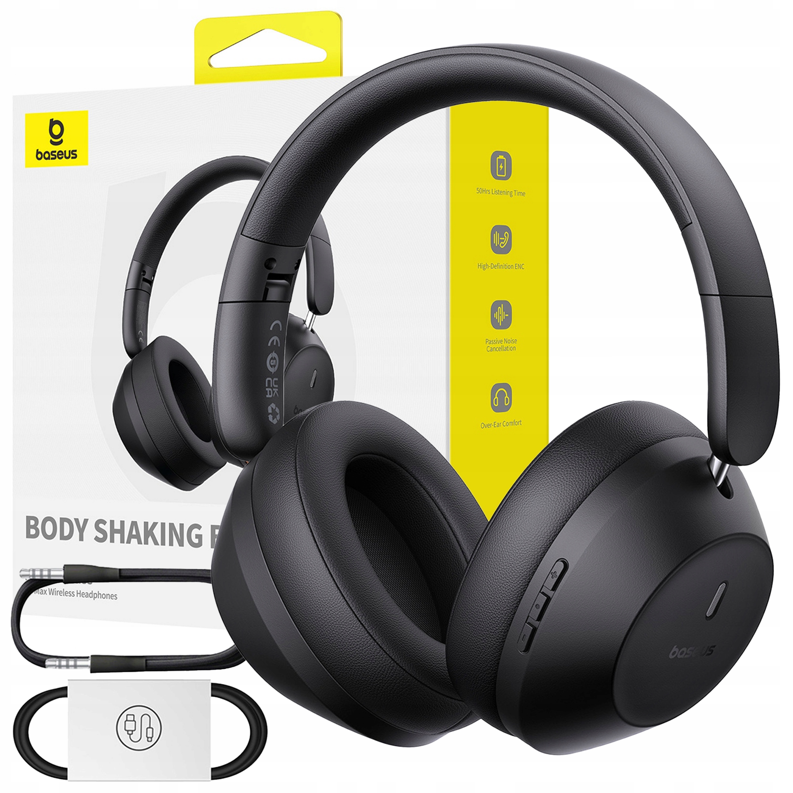 Bezdrátová Sluchátka Baseus Bluetooth 5.3 Bass 30 Max Usb-c Aux