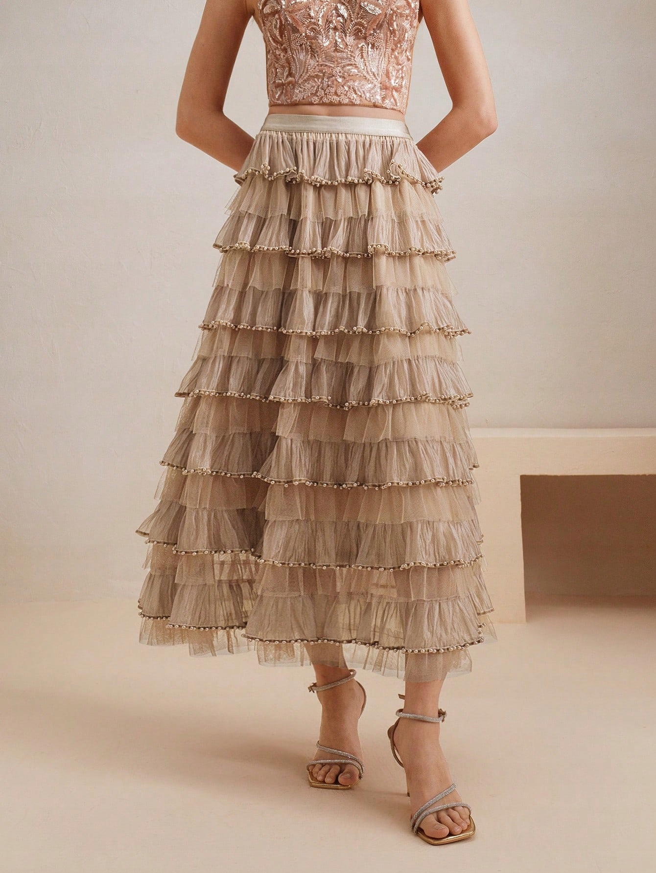 Sukně Elegantní S Volánky Maxi Anewsta L 40